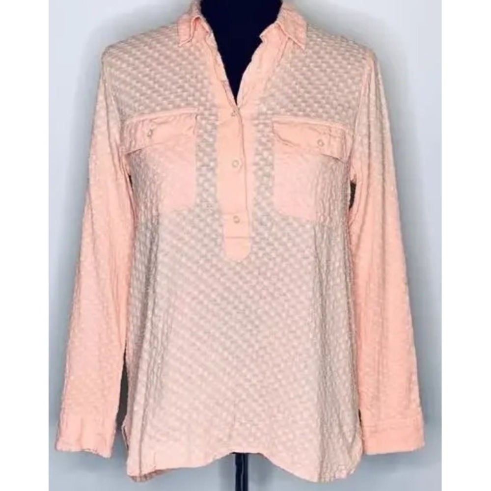 Madewell Market Popover Peach‎ Swiss Dot Top Size M